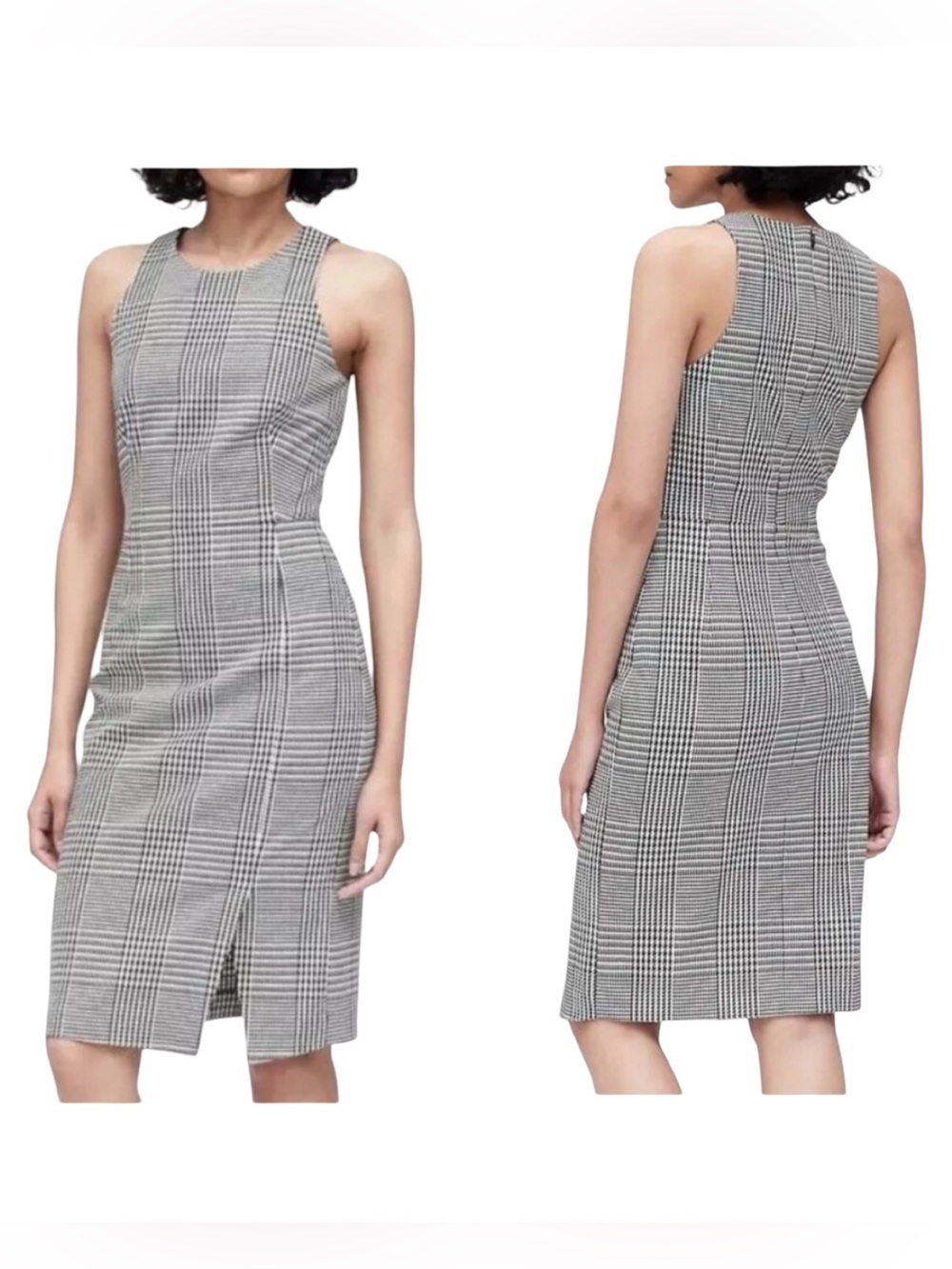 Banana Republic NWT Gray Glen Plaid Bi-Stretch
Racer-Neck Sheath Dress Size 6P